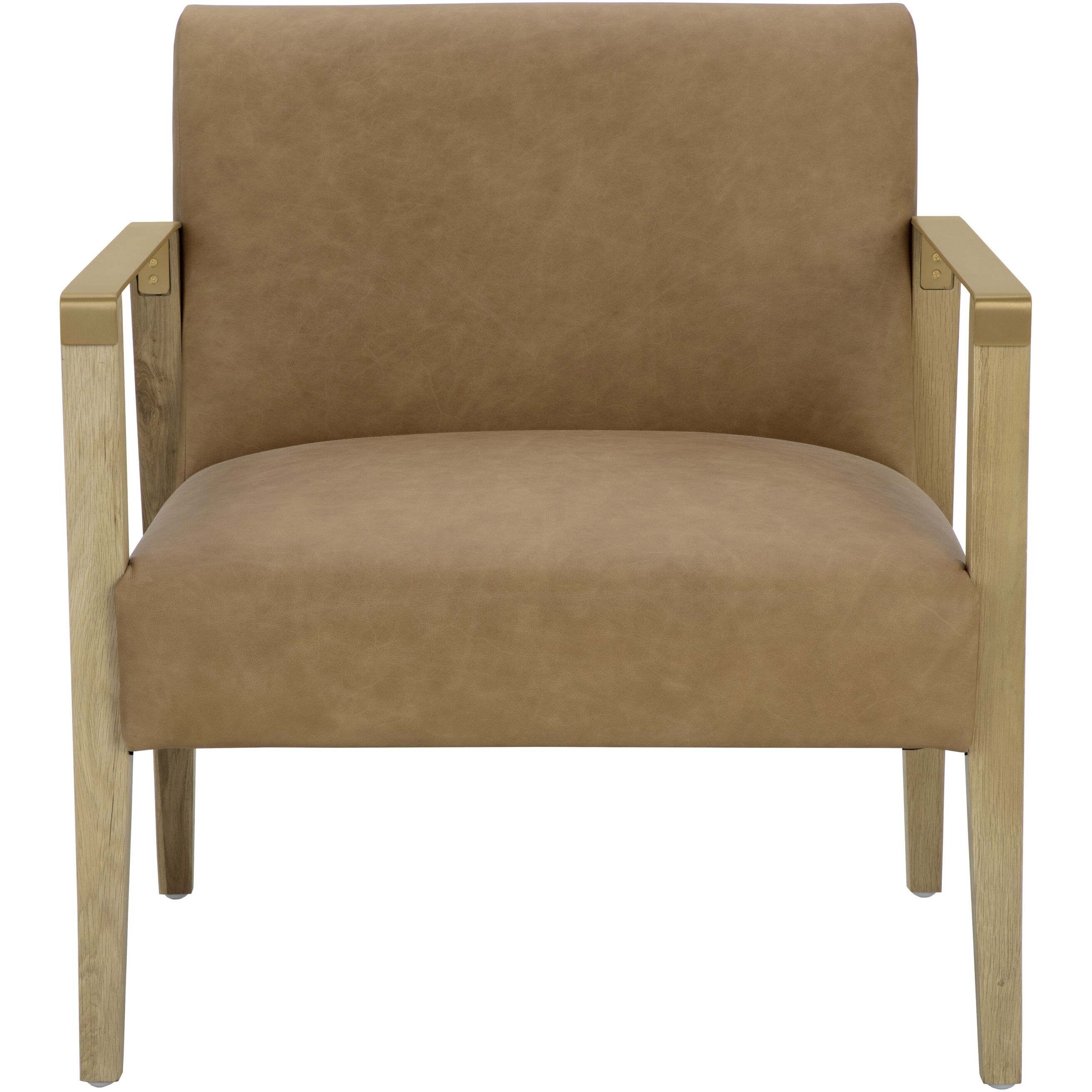 Earl Rustic Oak / Ludlow Sesame Leather Lounge Chair